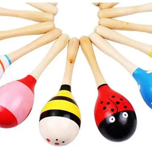 baby toys wooden rattle cute mini sand hammer maracas musical