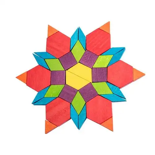 mideer弥鹿250片彩色几何图形儿童益智拼图拼搭拼板木质积木玩具