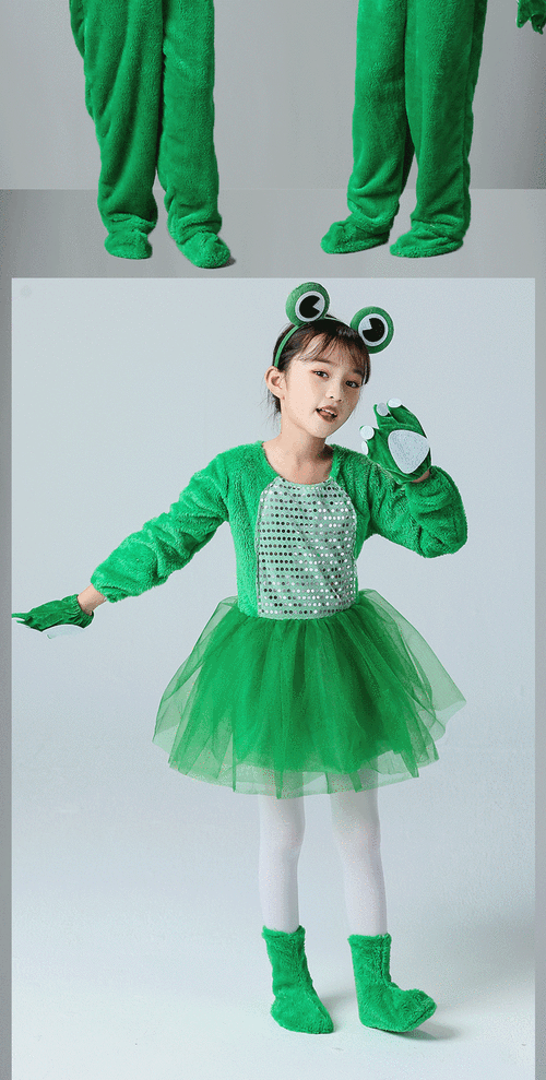 新款儿童动物服小青蛙表演服小跳蛙演出青蛙演出服装小蝌蚪找妈妈韵沐