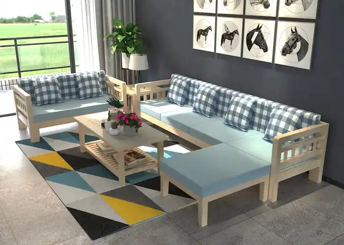 沙发小户型松木三人沙发经济型实木沙发1 2 3组合客厅 现代中式