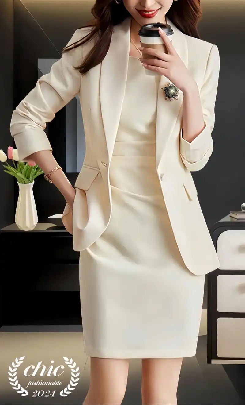 职业装西装套装女秋季播音艺考主持人正装气质女神范西服外套套装裙