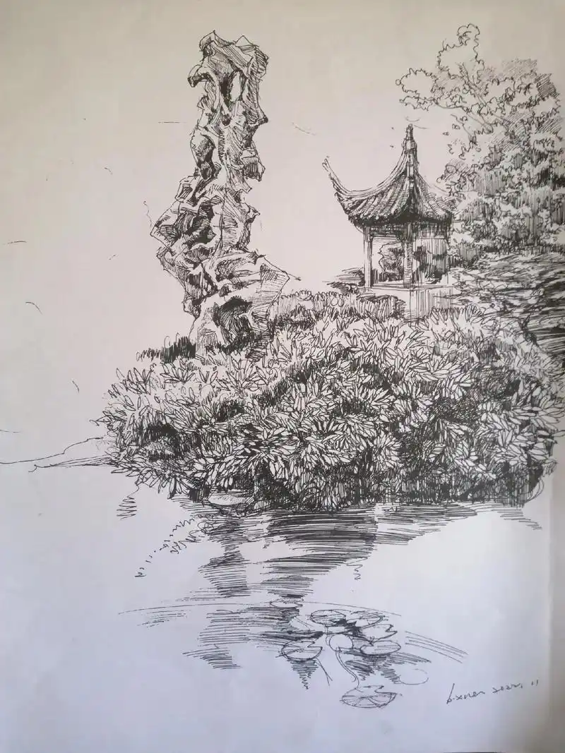 留园冠云峰 冠绝江南.#画画 #手绘 #白小白手绘系列 - 抖音