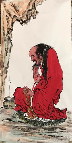 周一新4尺竖幅精品达摩达摩面壁达摩一苇渡江13770