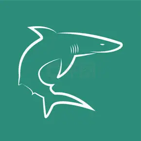 蓝色背景下鲨鱼的矢量图像