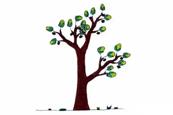 春天的动漫大树简笔画
