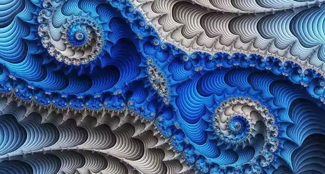 比如下图这张曼德勃罗集合分形图案,坐标放大的尺寸相差了接近100倍