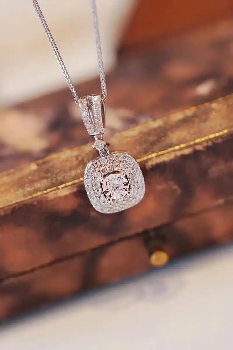 18k钻石方糖项链