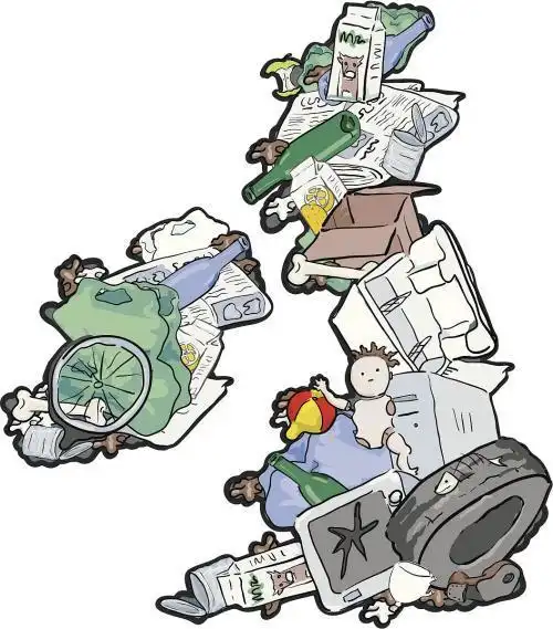 满地垃圾的简笔画