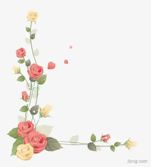 鲜花边框免扣png素材透明免抠图片-动植人物
