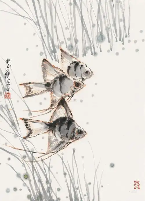 1184 癸巳(2013)年作 神仙鱼 镜片 设色纸本