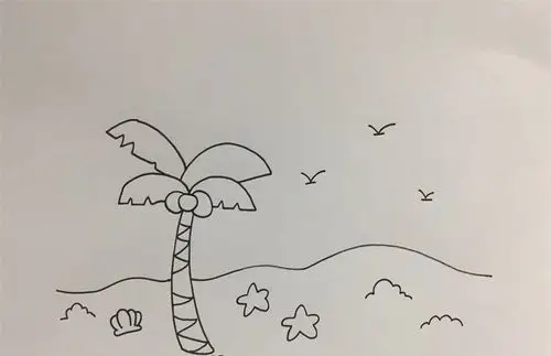 美丽的海滩怎么画