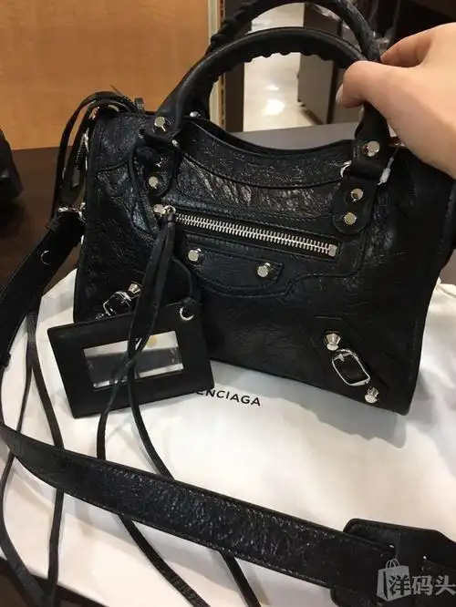 balenciaga 巴黎世家 经典款city mini 银扣 全皮机车包