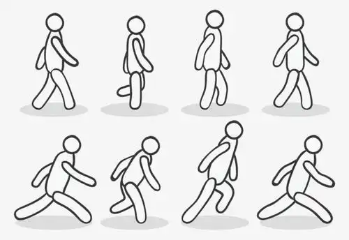 侧面行走的人的简笔画