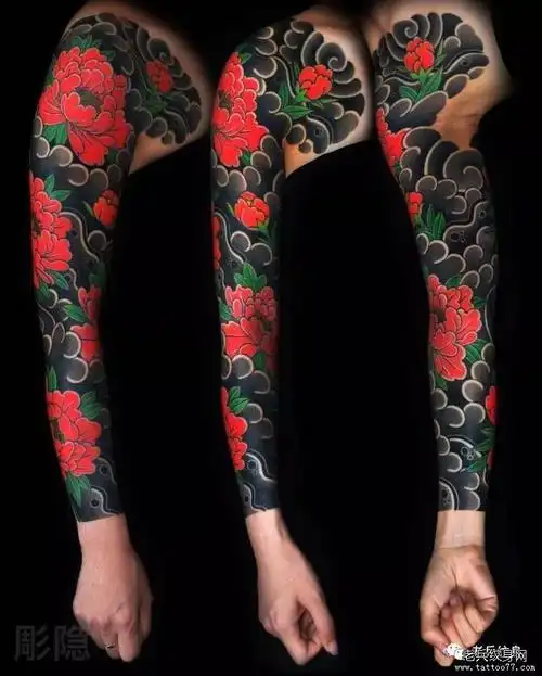 纹身素材第890期牡丹花臂