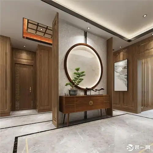 鹭岛森林公园260平米新中式风格客厅玄关装修效果图
