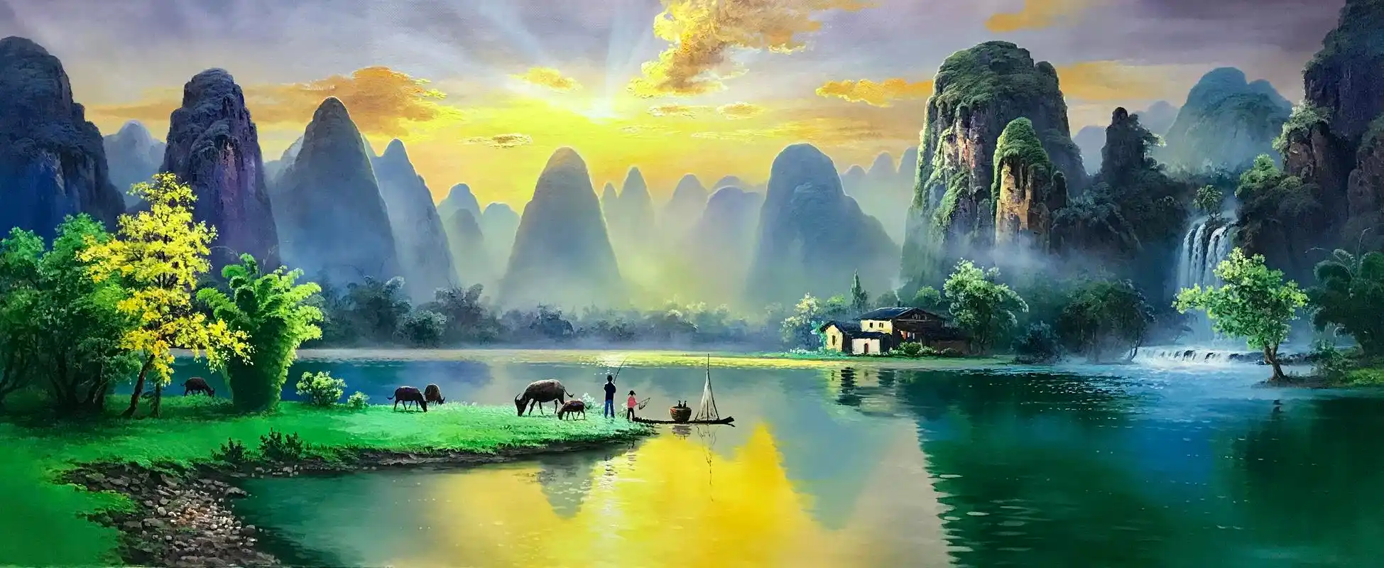 龙蟠桂林山水风景油画作品集