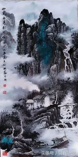 易剑赋水墨重彩山水画3幅