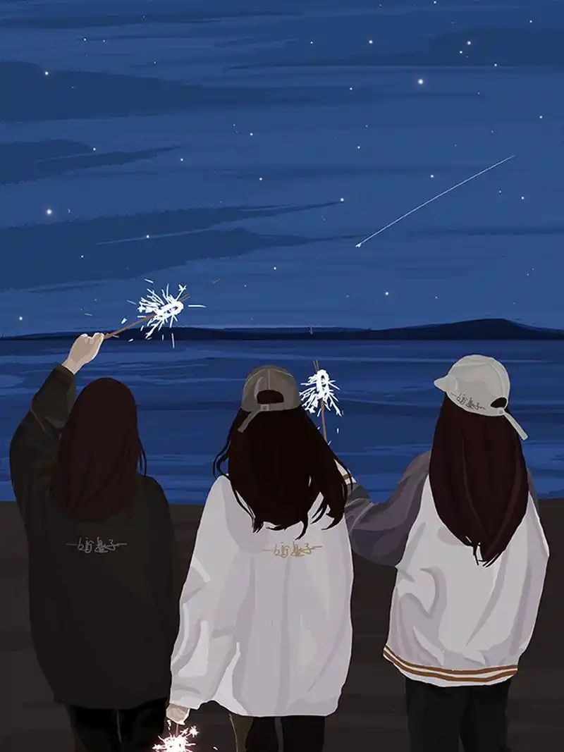原创插画|星辰大海系列的闺蜜图ins扁平风 谷雨,春天的最后一个节气