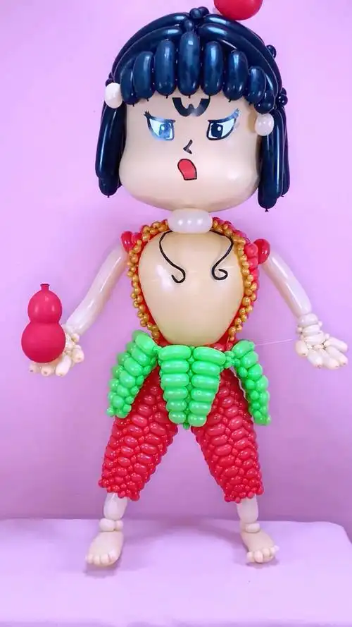 过年了用气球给孩子们做个葫芦娃.