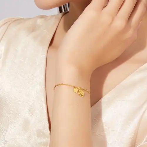 手链足金赛菲菲尔黄金9999菱形几何手环窗花计价黄金手链