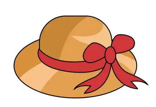 矢量卡通手绘夏天遮阳帽子蝴蝶结草帽