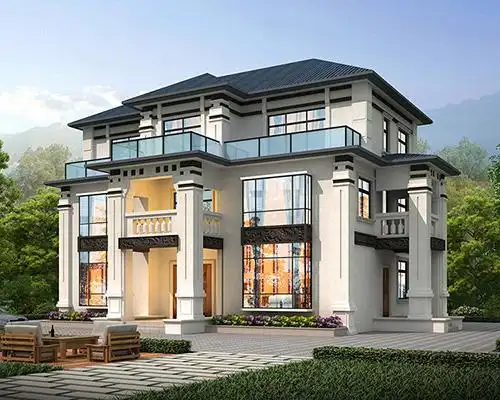 别墅外观效果图_2019-2021年新型别墅外观设计图片大全-我爱建房网