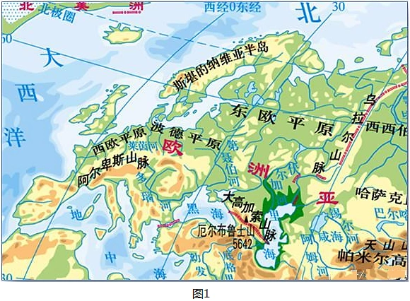 图1是欧洲西部地形示意图图2是欧洲西部气候示意图读图1图2完成下面小