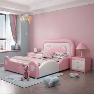 公主床儿童床女孩1.2米小户型现代简约网红卧室真皮多功能单人床