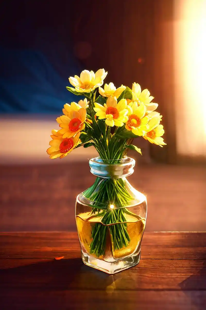 阳光明媚的早晨,一只活泼可爱的小鸟悠闲地站在一朵盛开的鲜花上.