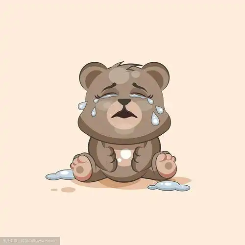 孤立的表情符号字符卡通熊哭了很多