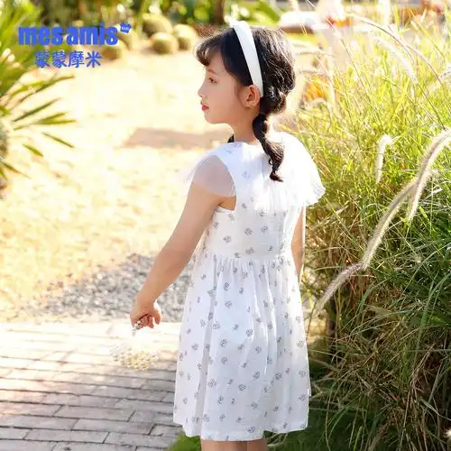 蒙蒙摩米女童连衣裙夏装2023新款宝宝儿童洋气小女孩法式碎花裙子