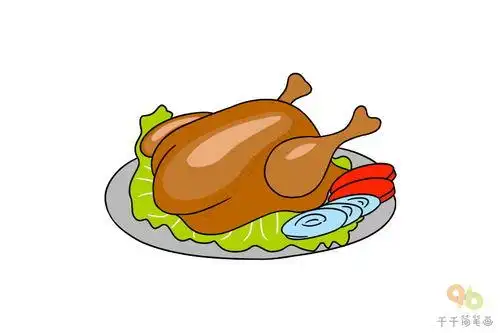 菜品 千千简笔画移动版怎么画烤鸡简单又好看,烤鸡简笔画步骤画法图片