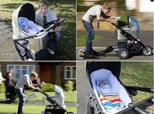 英国奶爸的奇思妙想!不愿再为推婴儿车而劳累?