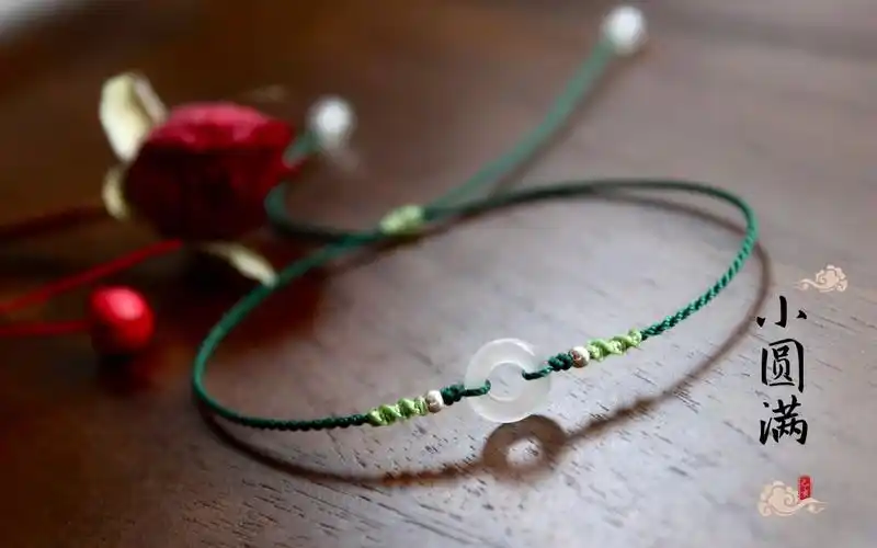 【编绳】小圆满 极细撞色手绳白玉转运手链diy教程 生机勃勃的绿色更