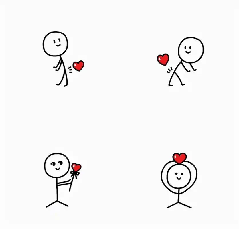 「火柴人表白简笔画模板」小心心发射biubiubiu 简单易上手