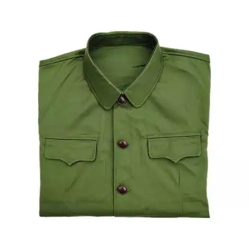 军绿中山装男中老年爸爸老式中山服老年人衣服老人爷爷 装军绿色65式