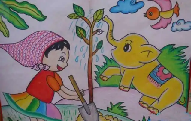 播种春天希望主题儿童画作品图片