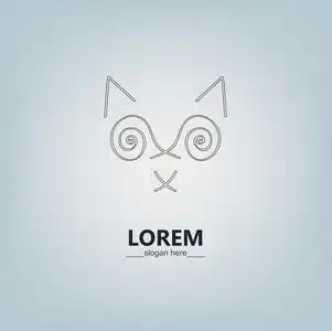 猫咪轮廓标志矢量设计元素商业标志猫行艺术标志抽象猫的标志猫豪华