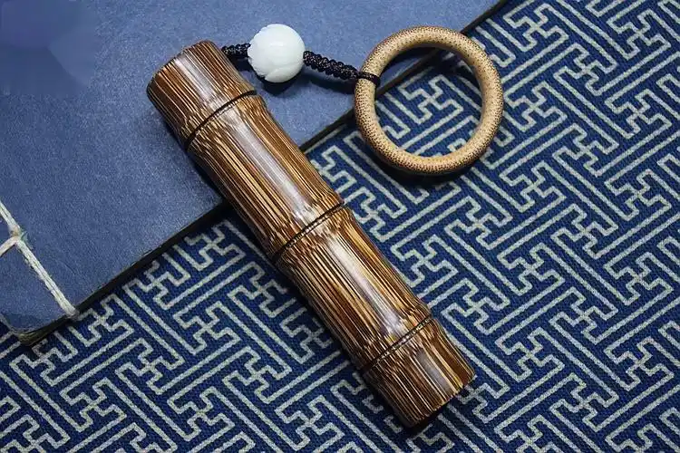 竹把件金丝竹实心竹手把件竹子手把件竹节男士随身把玩包浆文玩玉竹把