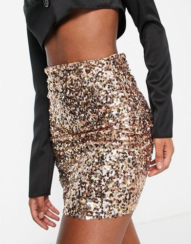 asos女款高腰半裙|design sequin mini skirt in gold sequin
