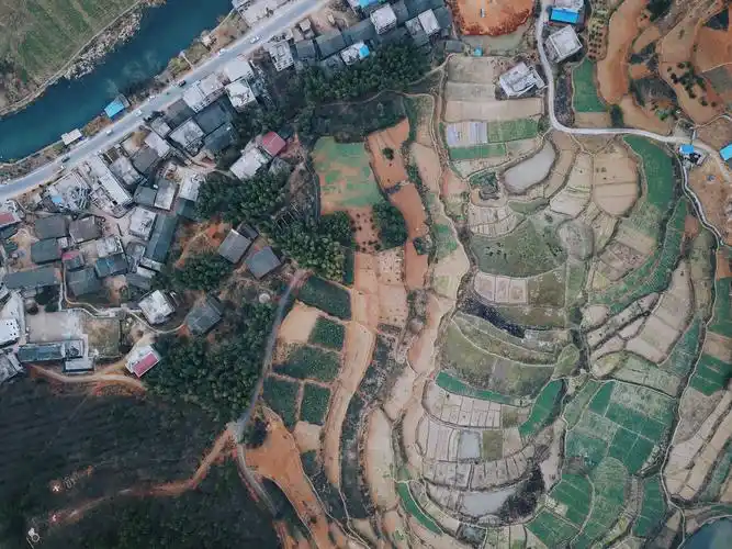 上帝视角航拍小村庄