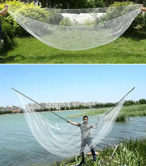 夹网月亮网扒网搭网挑网老式竹竿赶鱼网捕鱼抬网渔网搬筝网鱼网