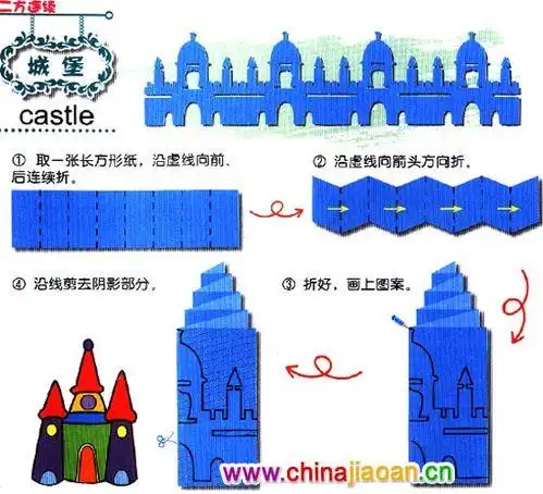 城堡 常小妖手工制品 剪纸系列城堡剪纸步骤图案大全城堡剪纸教程攻略