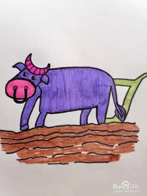 水牛犁田怎么画