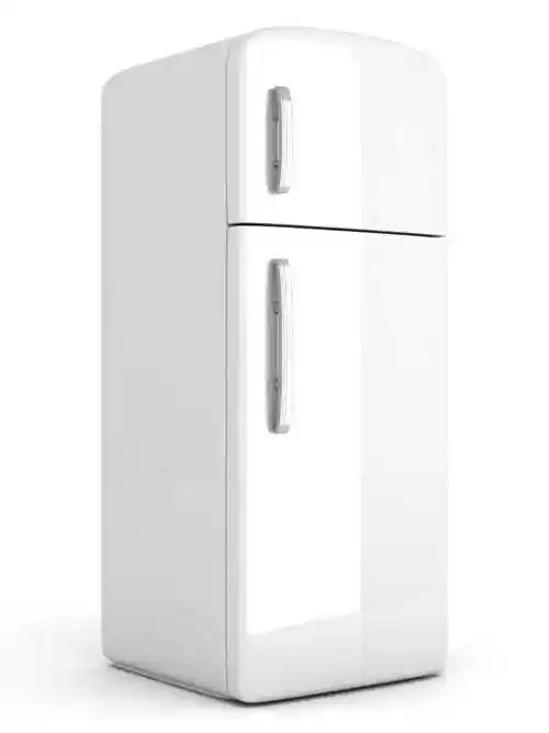 白色背景下的白色冰箱