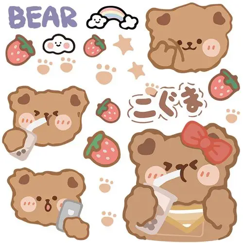 日韩ins小熊笔记本电脑ipad贴纸卡通可爱行李箱旅行箱笔记本个性小