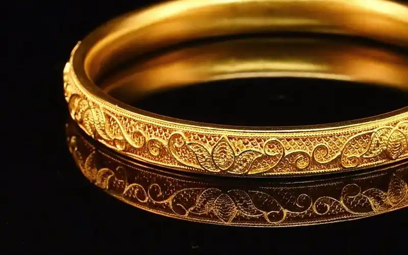 古法手工花丝镶嵌工艺,好事莲莲黄金手镯