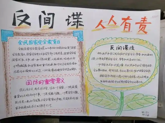 宣传《反间谍法》手抄报//0 3·通过对《反间谍法》的学习,教师们更加