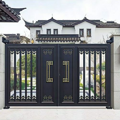 铝艺别墅大门农村庭院双开门现代化简约风格自建房对开门电动大门