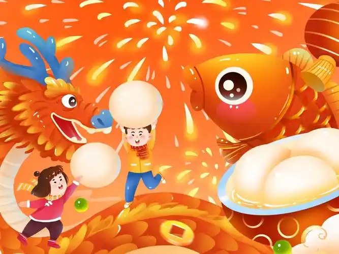 (wsi3)中国风正月十五元宵节卡通插画背景元宵节汤圆背景视频元宵节